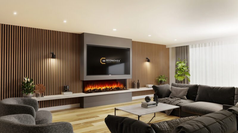 Econovex E1800 72” Panoramic 3 Sided Electric Fire