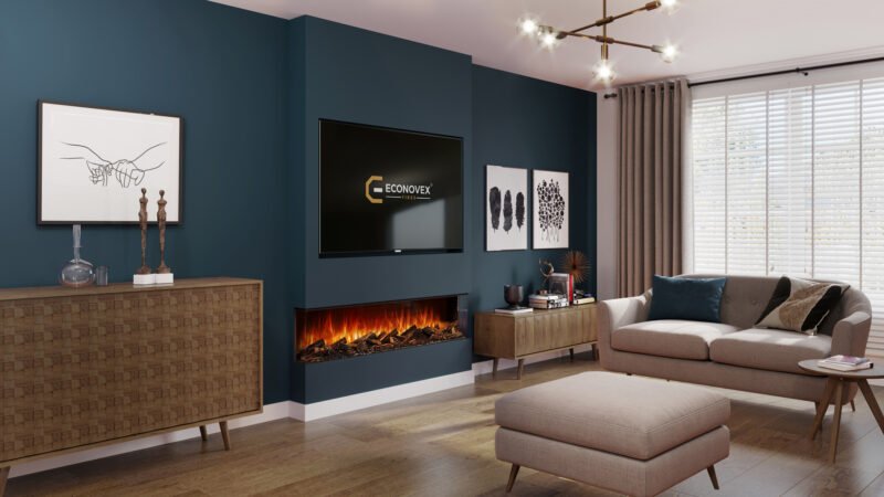 Econovex Slimline E1500 60″ Panoramic 3 Sided Electric Fire - Image 2